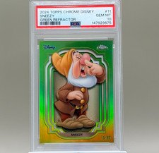 Topps Chrome Disney 2024 #11 SNEEZY Snow White Green Parallel #19/99 PSA 10 picture