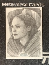 2025 Topps Chrome Star Wars Padme Amidala Silver Foil Sketch By Andrew Fry 1/1 picture