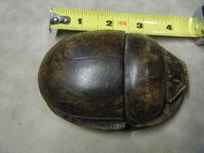 Stone Egyptian Scarab Hieroglyph Carving Collectible Souvenir Gift 4 Inch picture