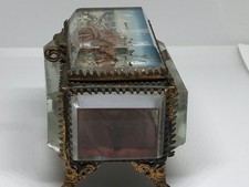 Antique Glass Casket Box France Souvenir  Granville Normandy Coast picture