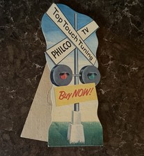 Vintage 1950's Philco TV Top Touch Tuning ADVERTISING Die Cut Easel COUNTER SIGN picture