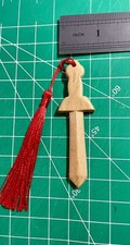 Hand Carved Peach Wood Sword Amulet Charm picture