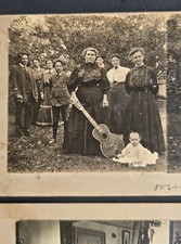 (2) Antique 1911 Jenkins Harwood Guitar Amateur Stereoview Photo Dolls Kansas picture