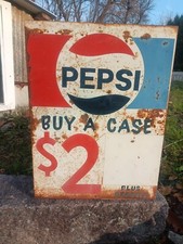 Rare 1950s-1960s Pepsi Metal Store Advertising Sign Buy A Case $2 picture