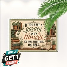 Garden And Library Wise Philosophy Book Lover Wall Decor Metal Tin Sign picture