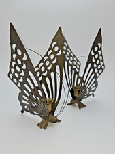 Two Vintage Brass Butterfly Candleholders picture