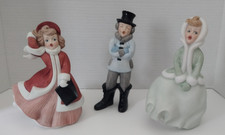 Vintage Atlantic Mold Ceramic Christmas Carolers Figurines Hand Painted Signed picture