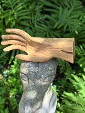 Vtg CARVED WOOD HUMAN HAND SCULPTURE Fingers Palm FIGURINE 4 5/8