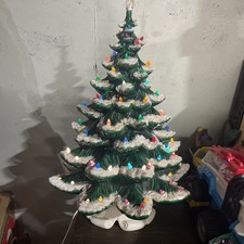 VTG ~1972 CERAMIC MOLD 3 PIECE CHRISTMAS TREE 22” picture