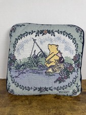 Rare Vintage Winnie The Pooh And Piglet Fishing Tapestry Pillow Approx 11x11 picture