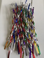 Vintage Aluminum Christmas Tree Icicle Ornaments Twisted Metal Multi Color Lot picture