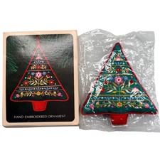 Vintage 1982 Hallmark Keepsake Embroidered Tree Ornament Sealed Original Box picture