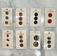 Vintage Lot of Original La Mode Italian Plastic Sewing Buttons, 8 Cards (Lot 2) picture