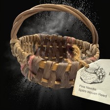 Vintage Splint Woven Reed Melon Basket Multi Color Cottage Coastal NWT Colorado picture