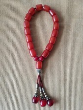 Vintage Red Phenolic Resin Prayer Beads Tesbih Catalin Type 35g picture