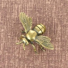 1pc Solid Brass Bee Figurine Antique Copper Desk Decor Collectible Gift - NEW*** picture