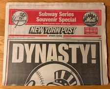 FINAL SALE YANKEES WIN 3RD STRAIGHT WS. Oct 27, 2000 NY Post Complete Newspap picture
